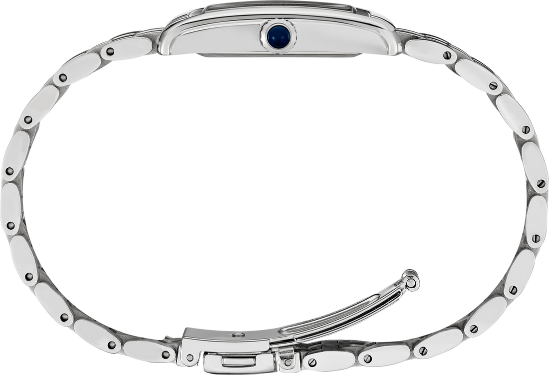 Women's Seiko Essentials SWR085 Blue Rectangular Quartz Watch front view