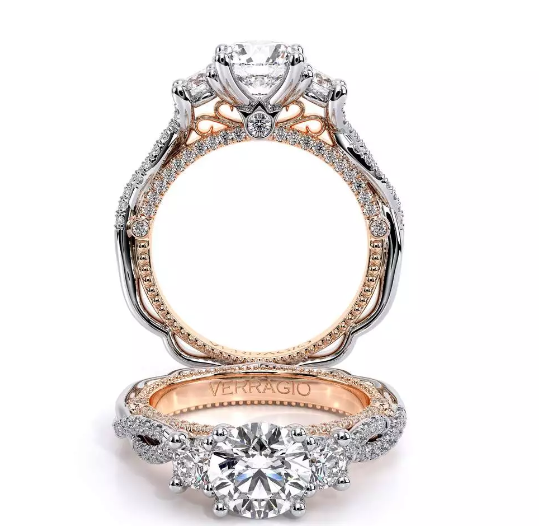 14K Two Tone 2.00 CTW Round Engagement Ring Venetian-5069r