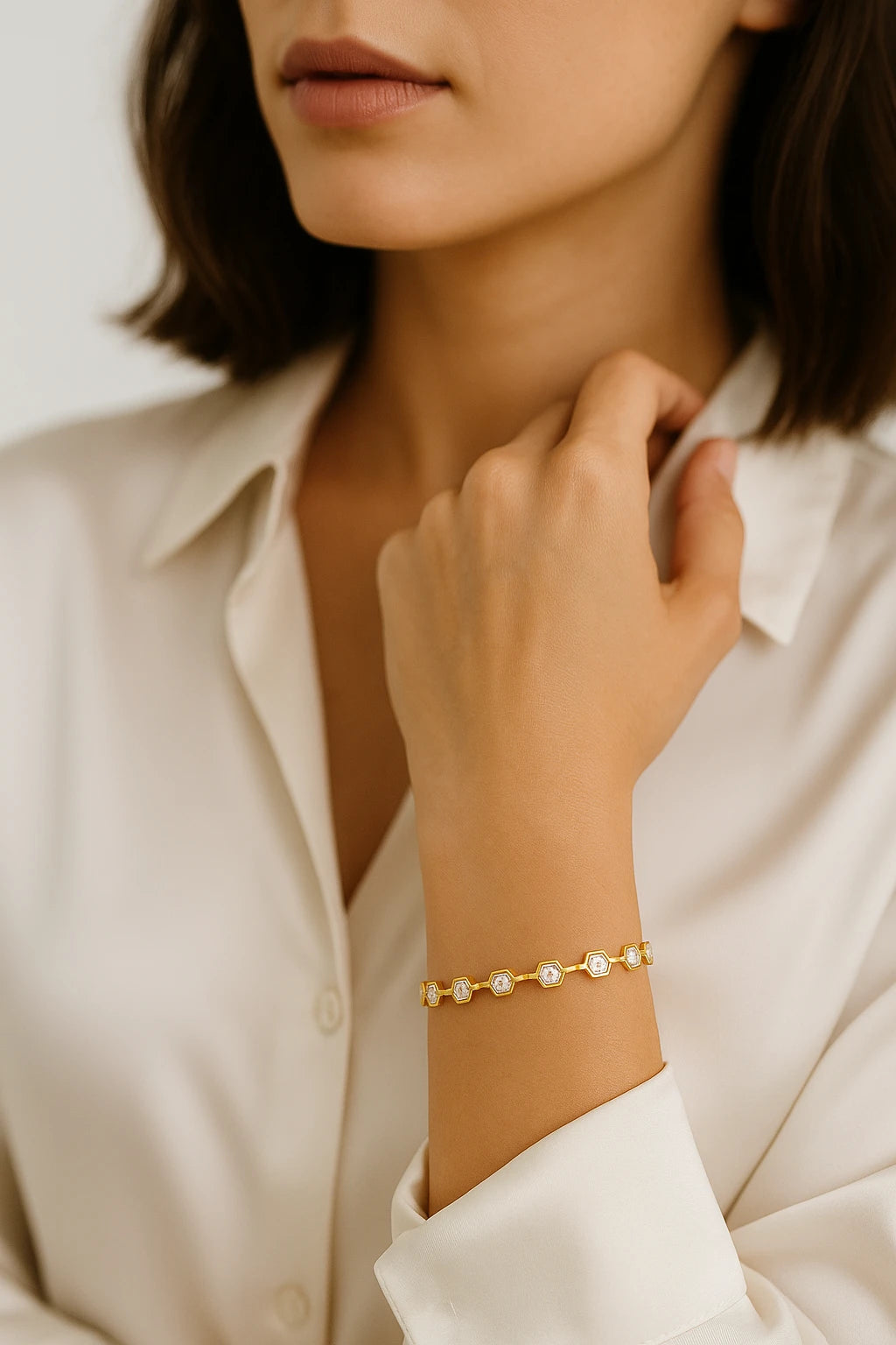 10K Yellow Gold 1.00 ctw Diamond Hexagon Bracelet