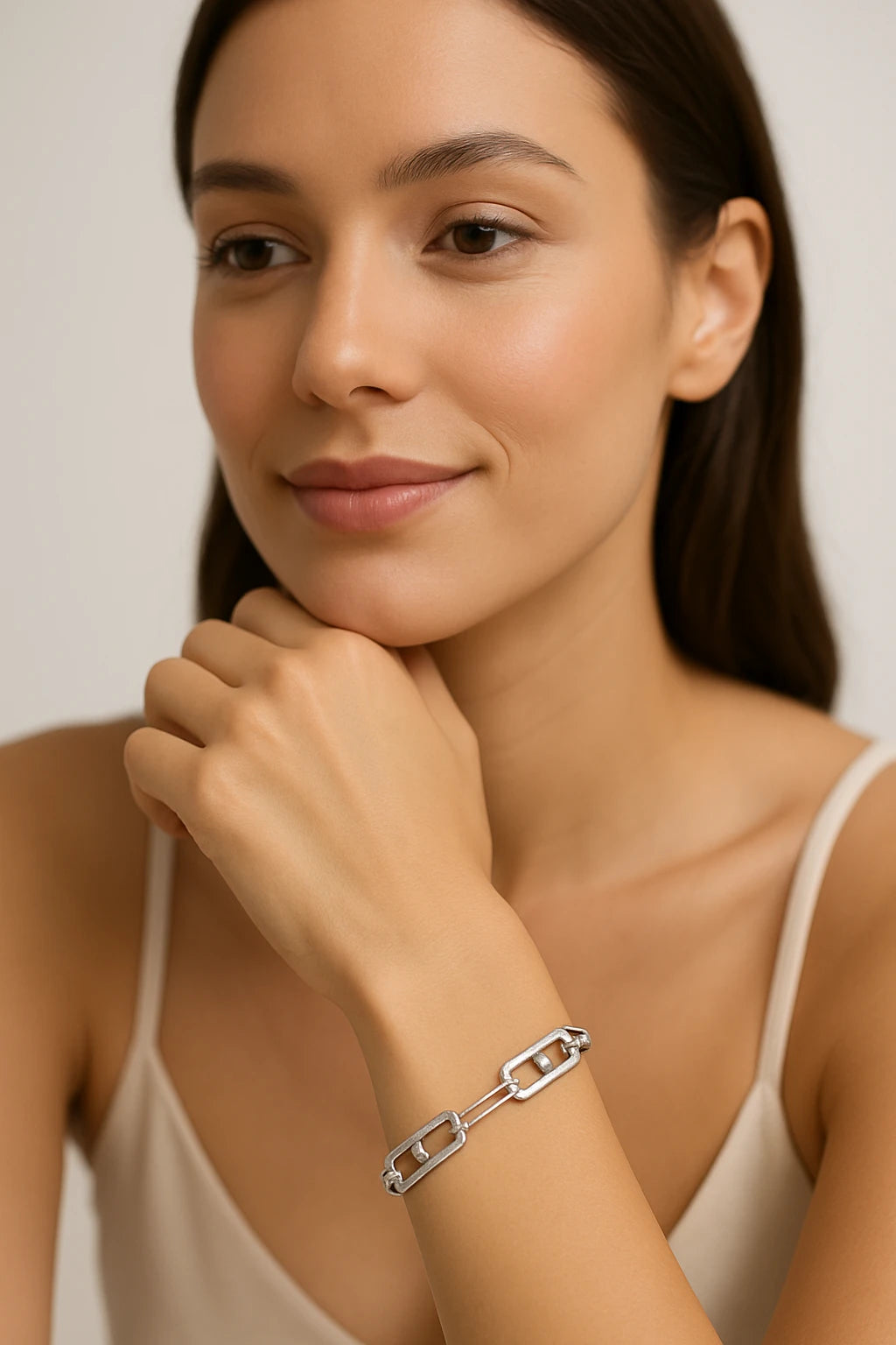 14K White Gold 0.39 ctw Paperclip Bracelet