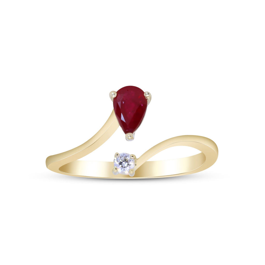 10K Yellow Gold 0.05 Ctw Diamond 0.49 Center Natural Pear