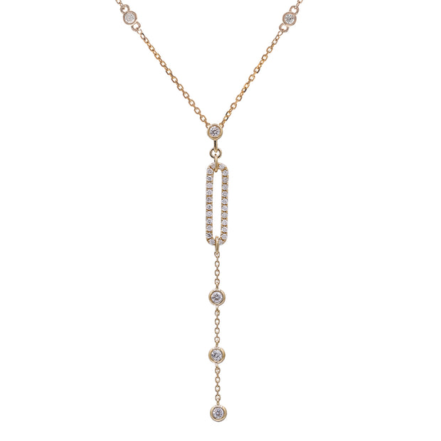 10K Yellow Gold 0.32 CTW Diamond Paperclip Necklace