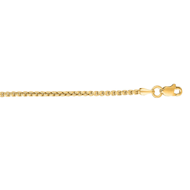 14K Gold 2.5mm 16in Solid Round Box Chain