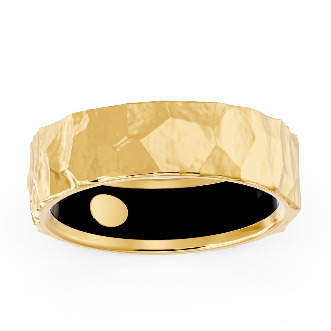 10K Yellow Gold and Black Ceramic Men's Wedding Band - product