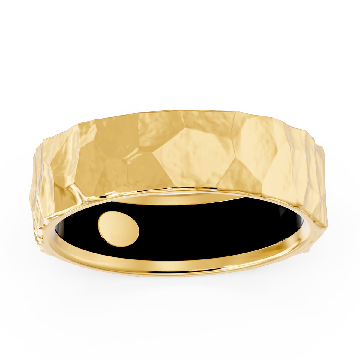 10K Yellow Gold and Black Ceramic Men's Wedding Band - product
