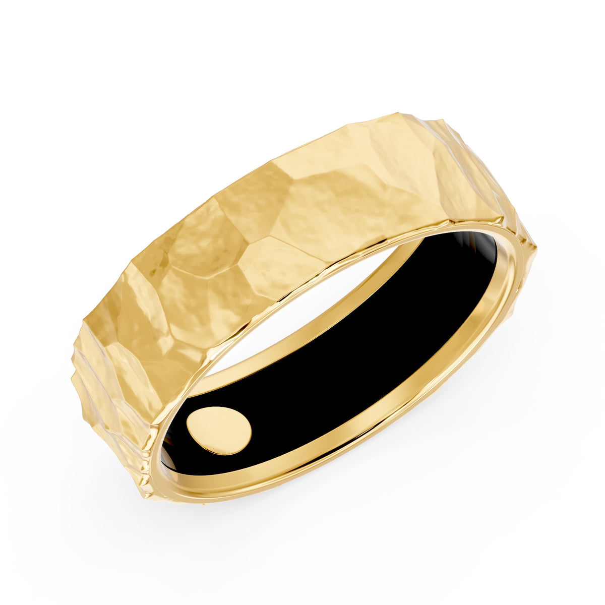 10K Yellow Gold and Black Ceramic Men's Wedding Band - product