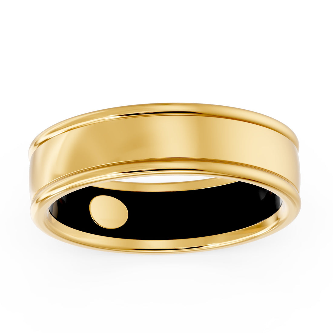 10K Yellow Gold and Black Ceramic Men's Wedding Band - product