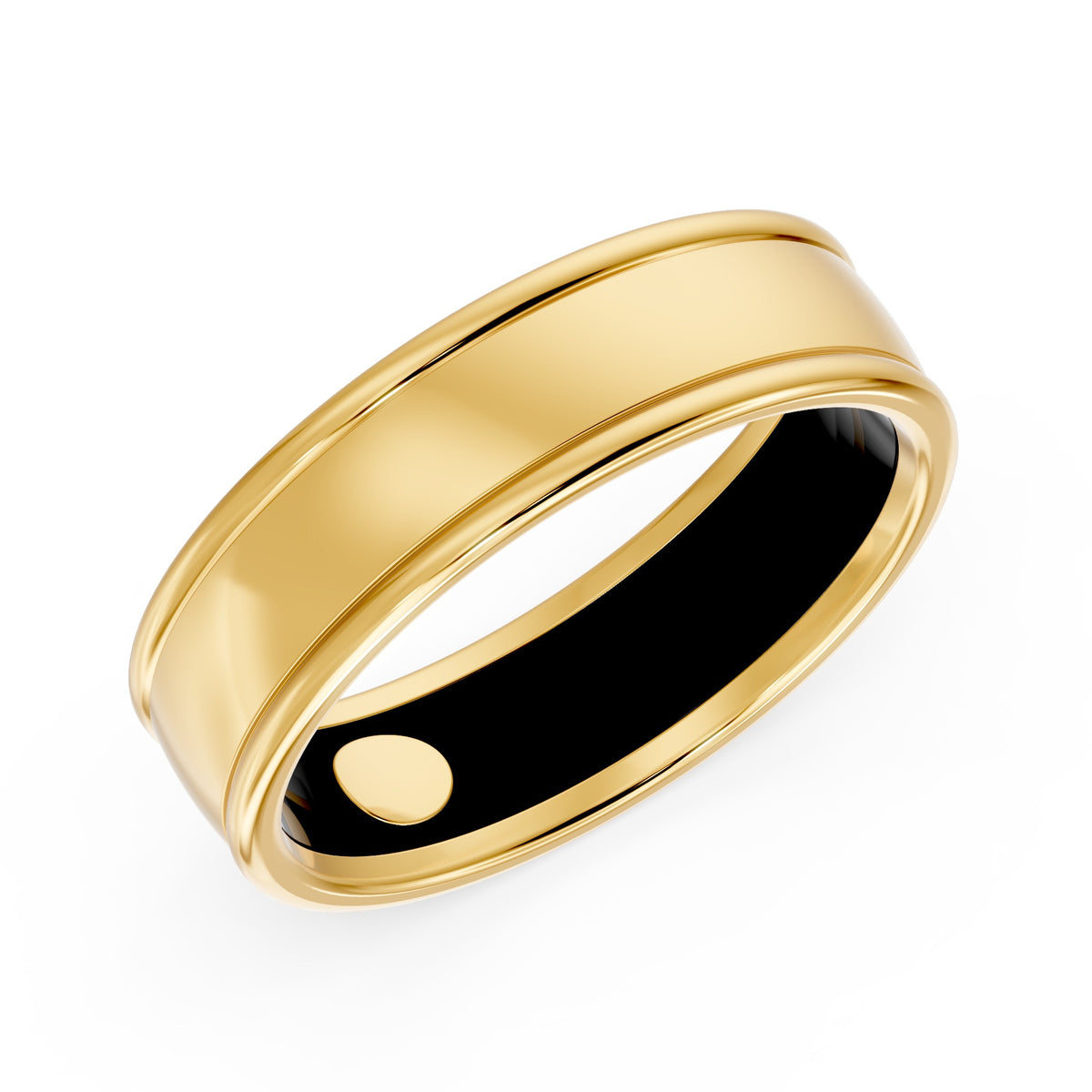 10K Yellow Gold and Black Ceramic Men's Wedding Band - product