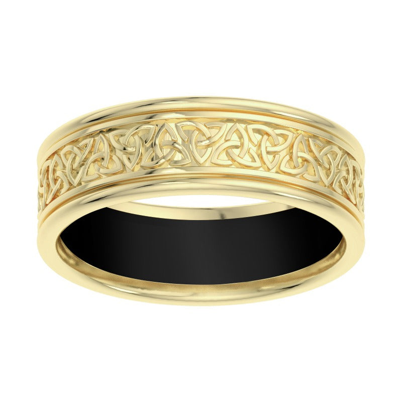 10K Yellow Gold and Ceramic Men's Wedding Band - product