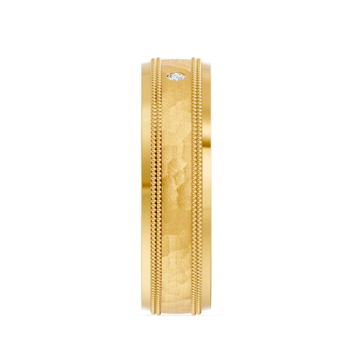 10K Yellow Gold and Ceramic Round Lab-Grown Diamond Men's Wedding Band – 0.08 CTW - product