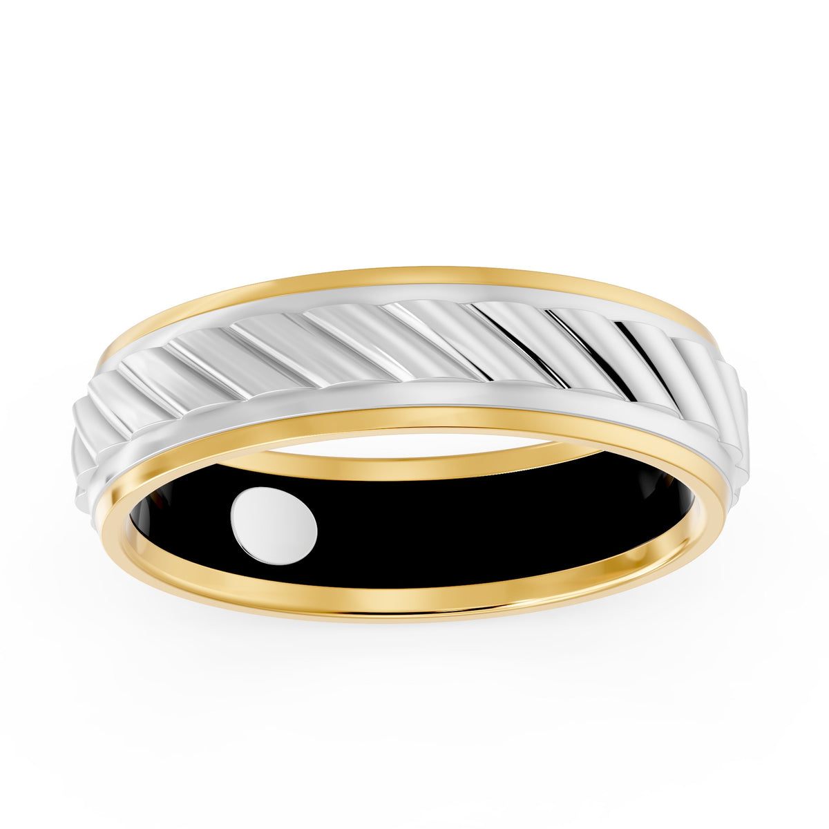 10K Two-Tone Gold and Ceramic Men's Wedding Band - product