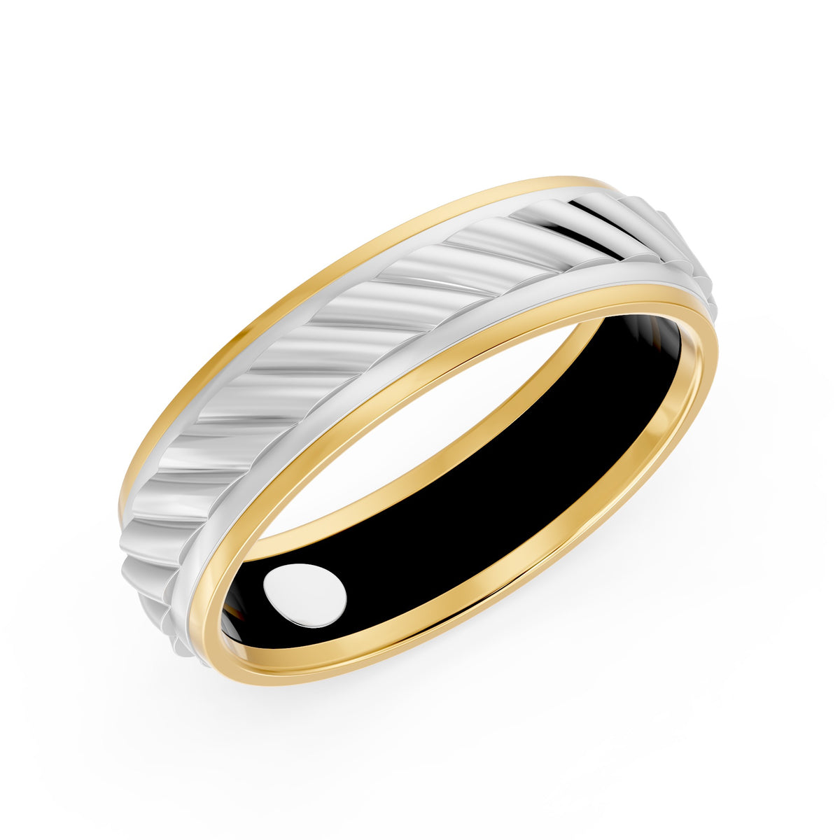 10K Two-Tone Gold and Ceramic Men's Wedding Band - product