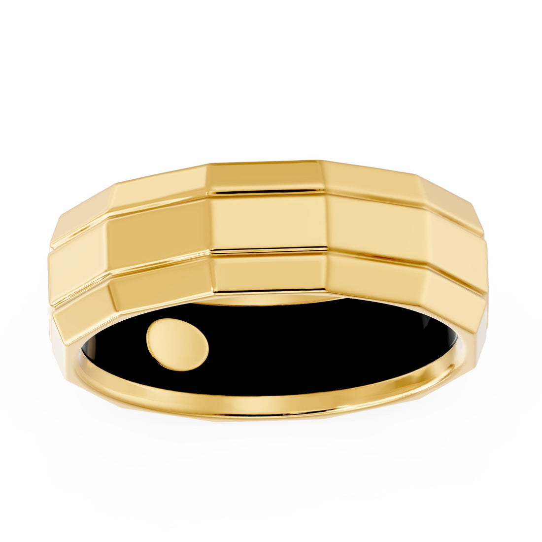 10K Yellow Gold and Black Ceramic Men's Wedding Band - product