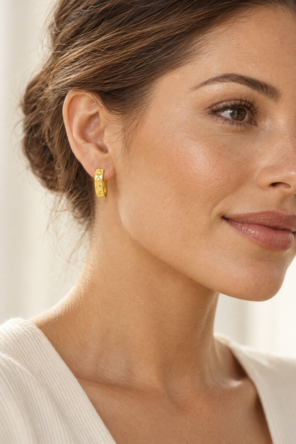 10K Yellow Gold Hoop Earrings - lifestyle