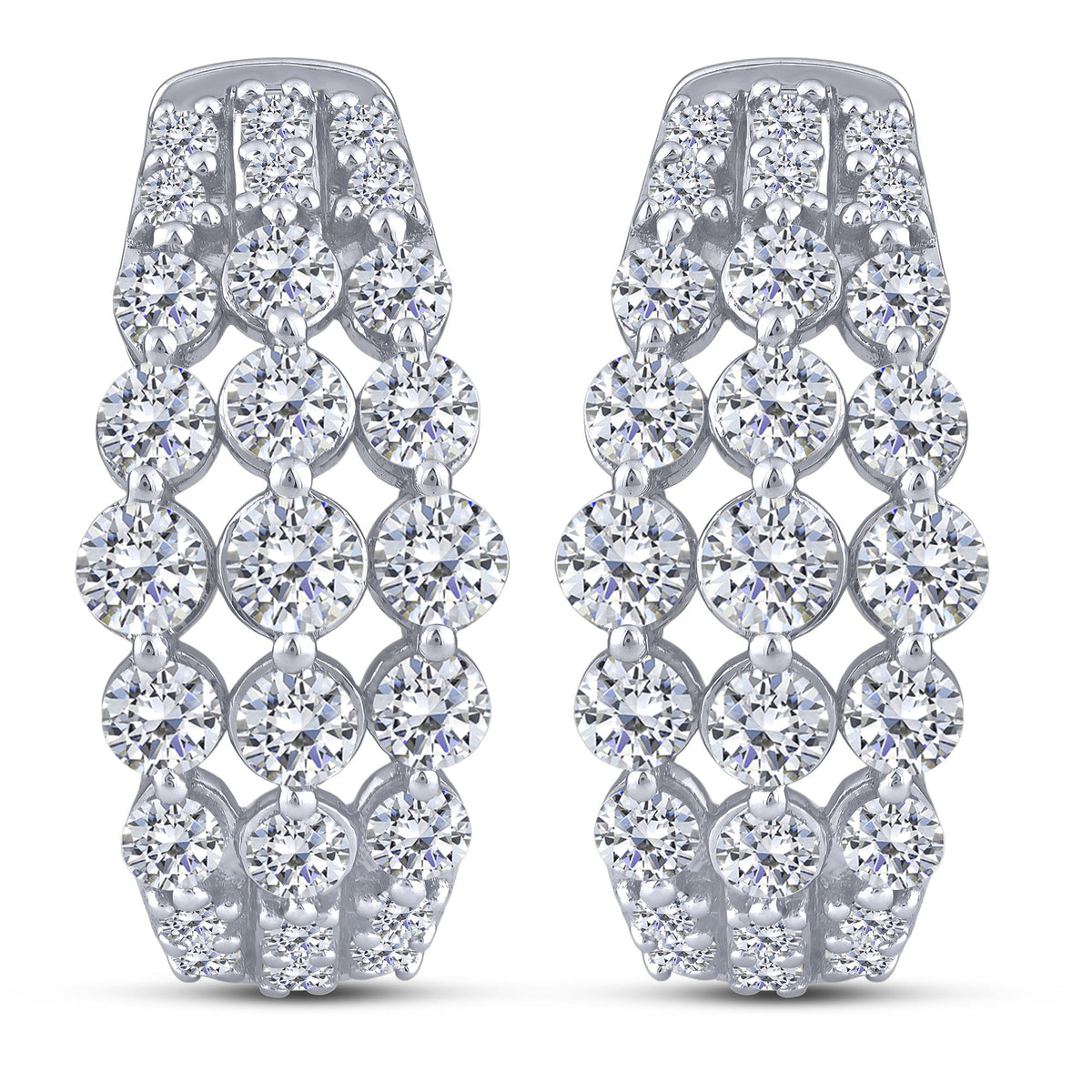 10K White Gold Round Lab-Grown Diamond Hoop Earrings – 2 CTW - product