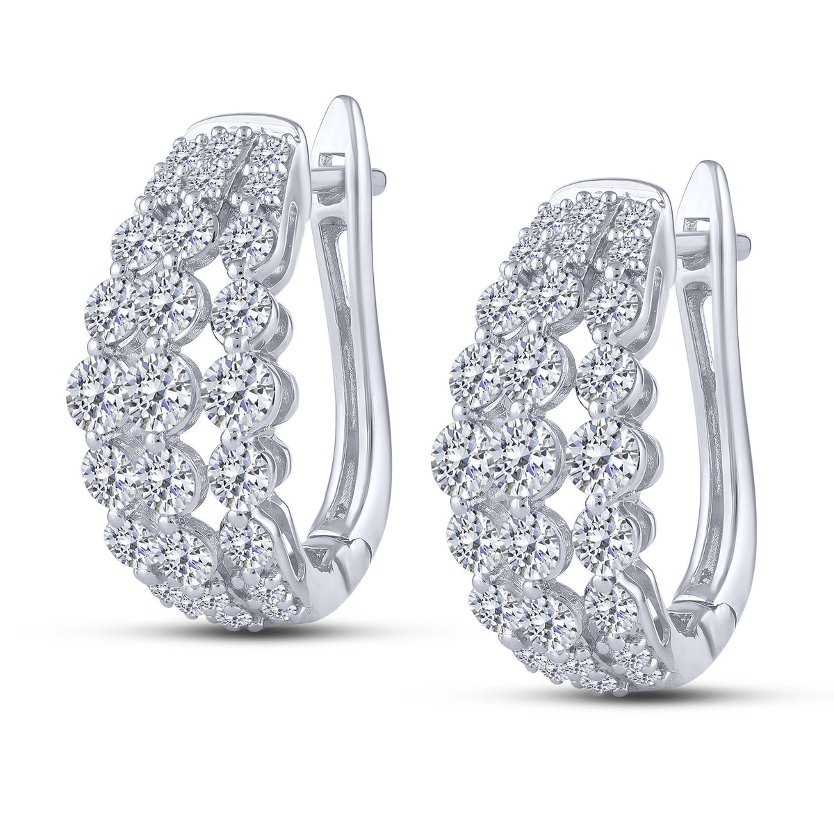 10K White Gold Round Lab-Grown Diamond Hoop Earrings – 2 CTW - product