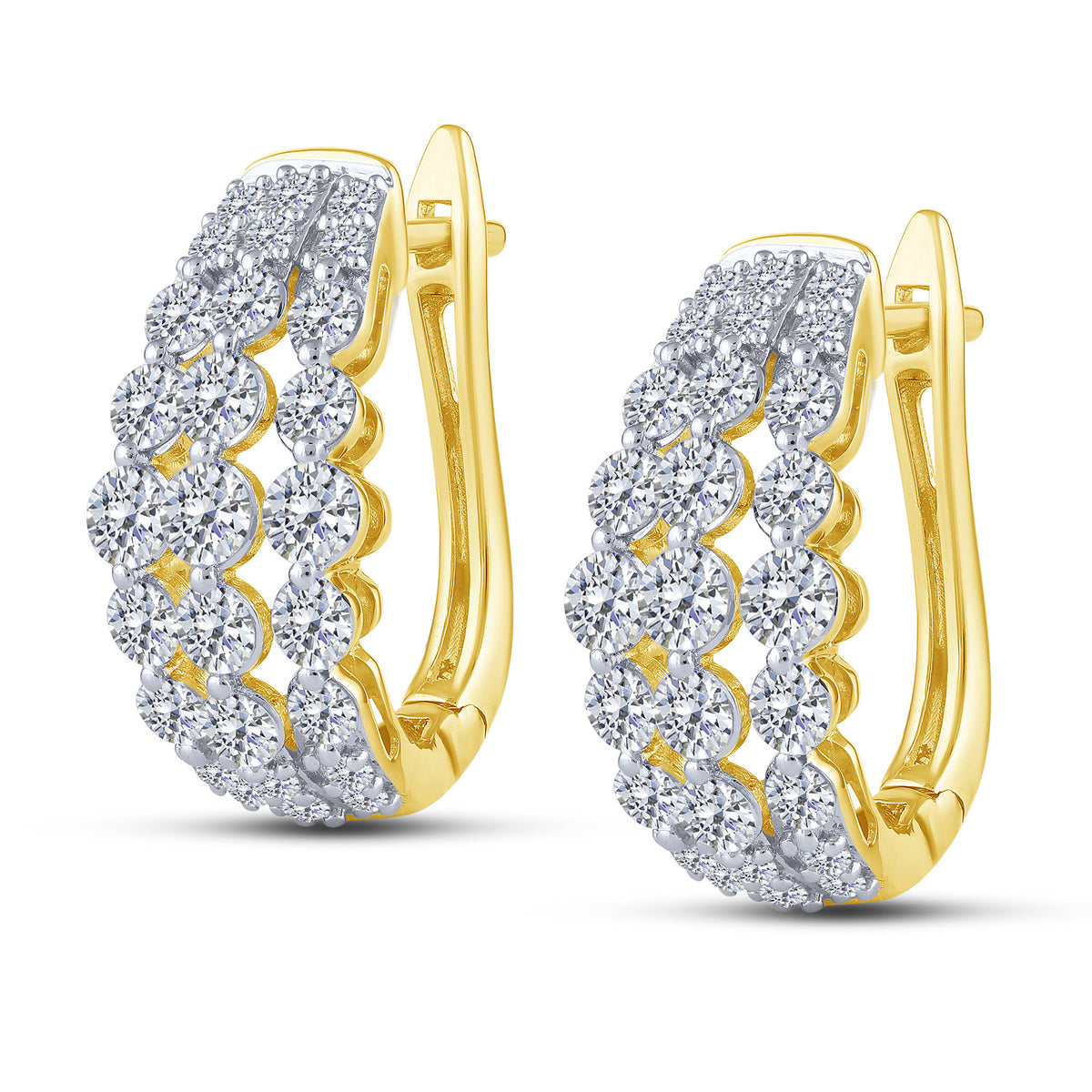 10K Yellow Gold Round Lab-Grown Diamond Hoop Earrings – 2 CTW - product