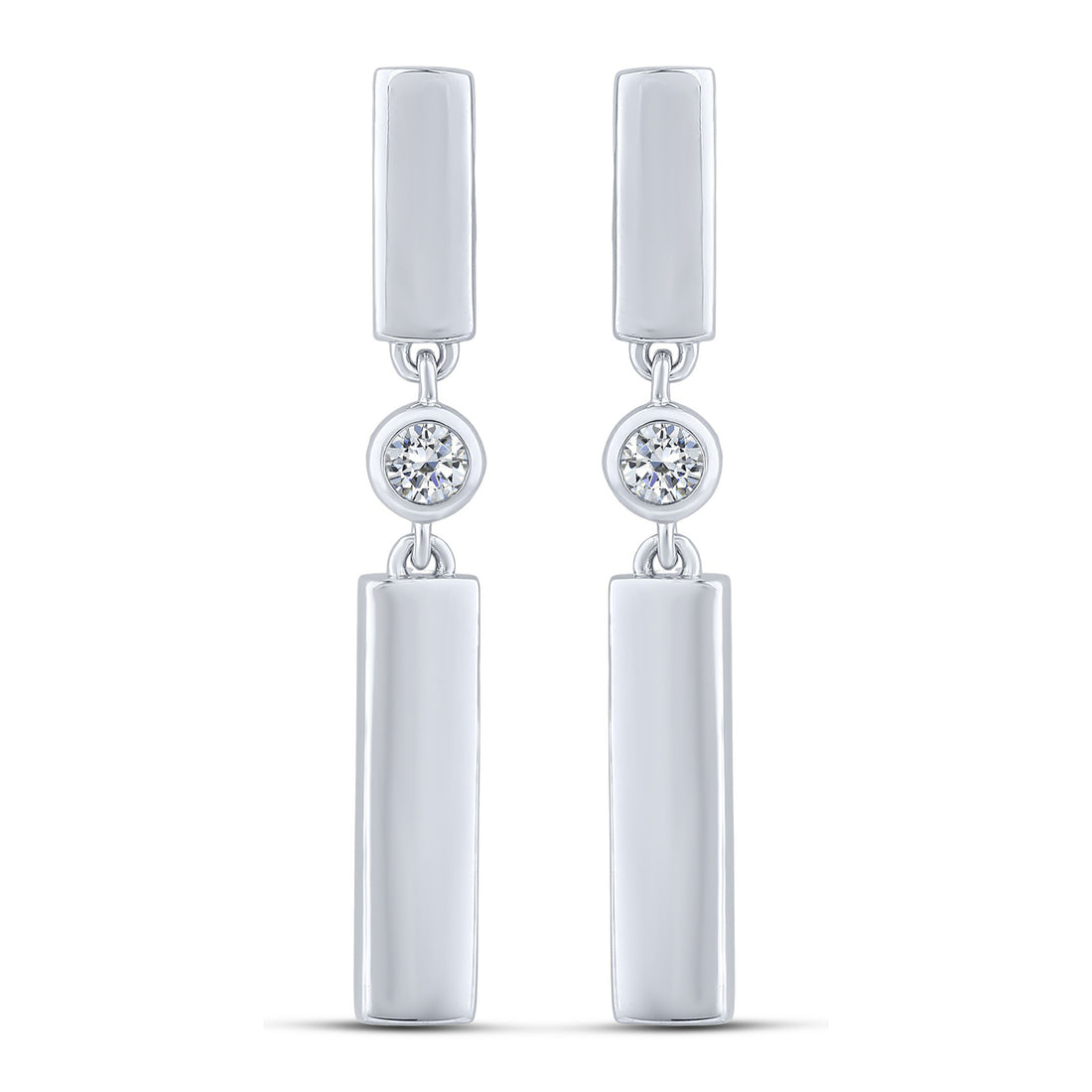 14K White Gold Round Lab-Grown Diamond Fashion Earrings – 0.08 CTW - product