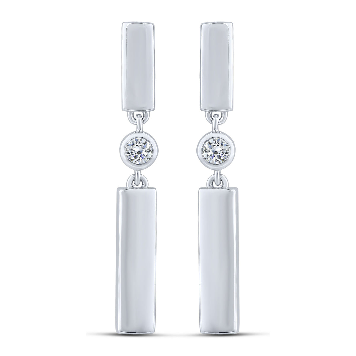 14K White Gold Round Lab-Grown Diamond Fashion Earrings – 0.08 CTW - product