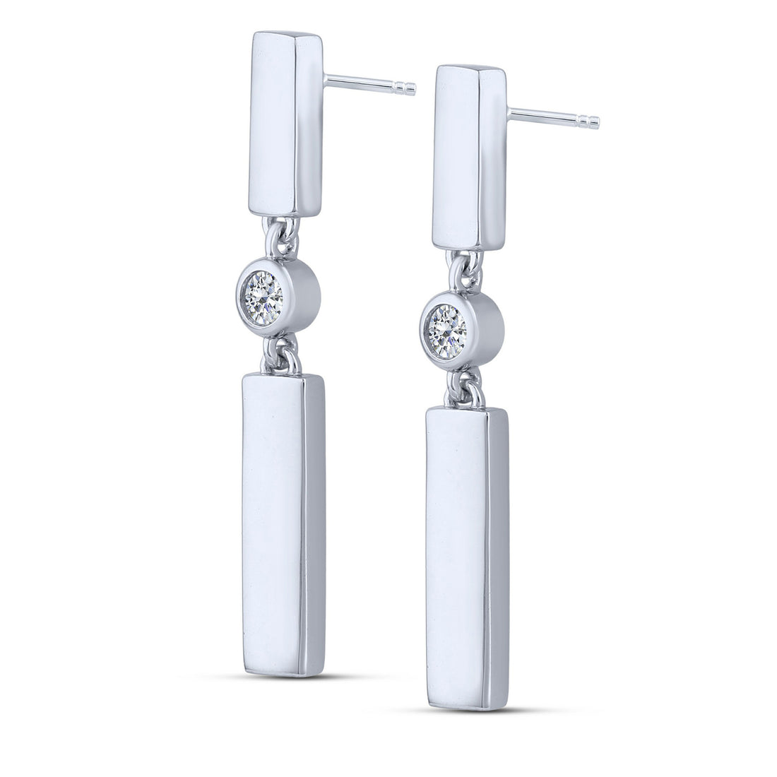 14K White Gold Round Lab-Grown Diamond Fashion Earrings – 0.08 CTW - product
