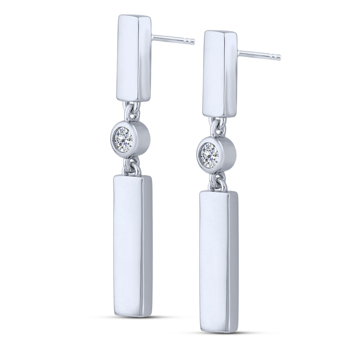 14K White Gold Round Lab-Grown Diamond Fashion Earrings – 0.08 CTW - product