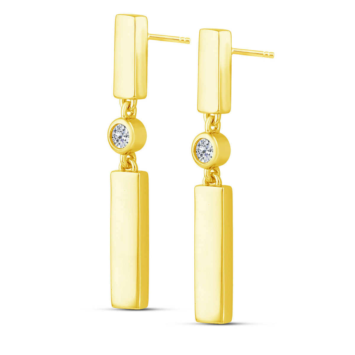 14K Yellow Gold Round Lab-Grown Diamond Fashion Earrings – 0.08 CTW - product