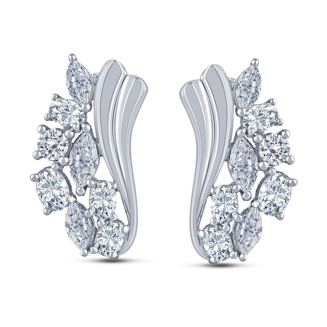 10K White Gold Lab-Grown Diamond Huggie Hoop Earrings – 1.5 CTW - product