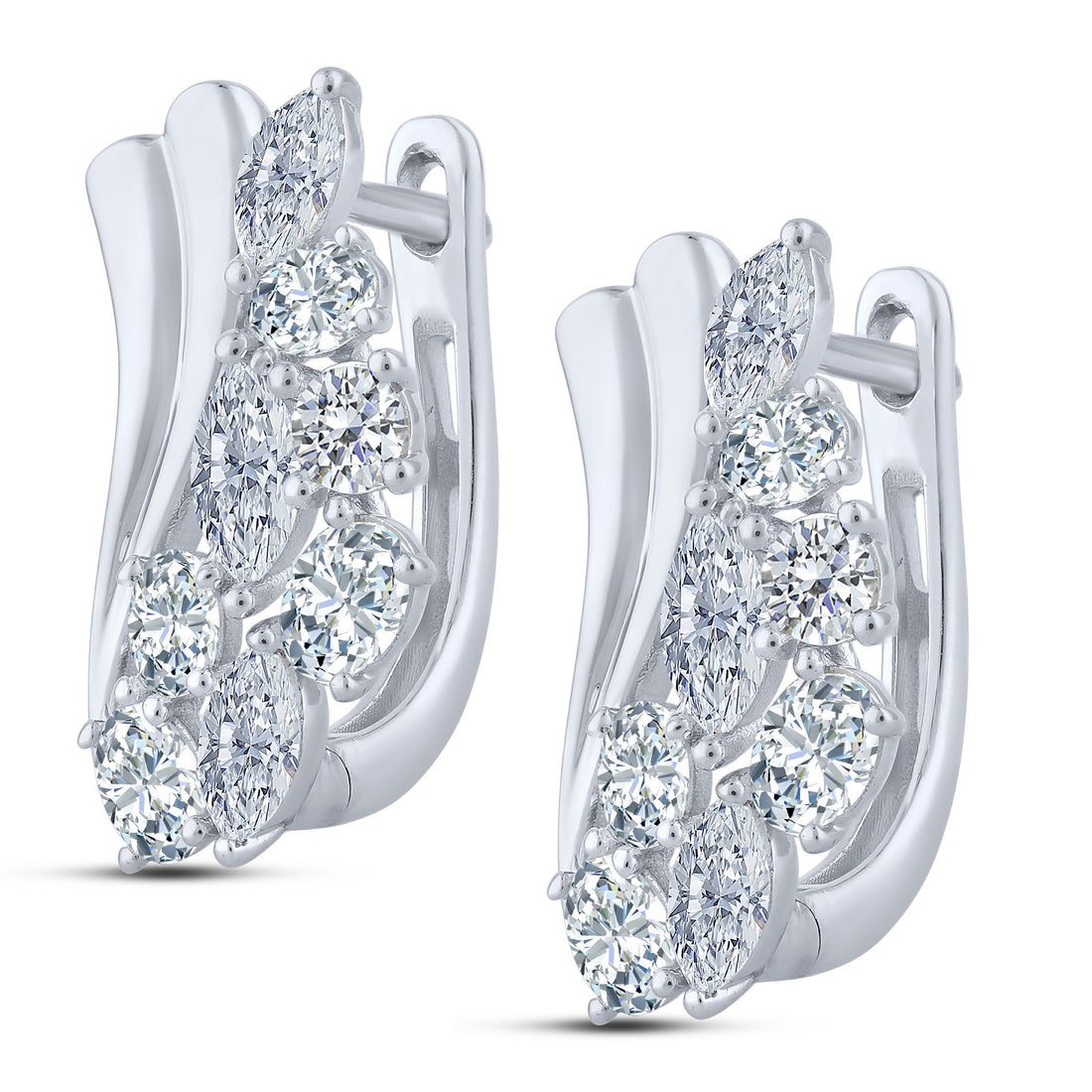 10K White Gold Lab-Grown Diamond Huggie Hoop Earrings – 1.5 CTW - product