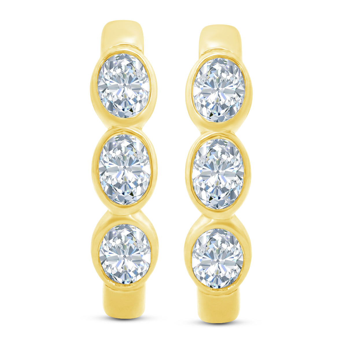 10K Yellow Gold Oval Lab-Grown Diamond Hoop Earrings – 0.54 CTW - product