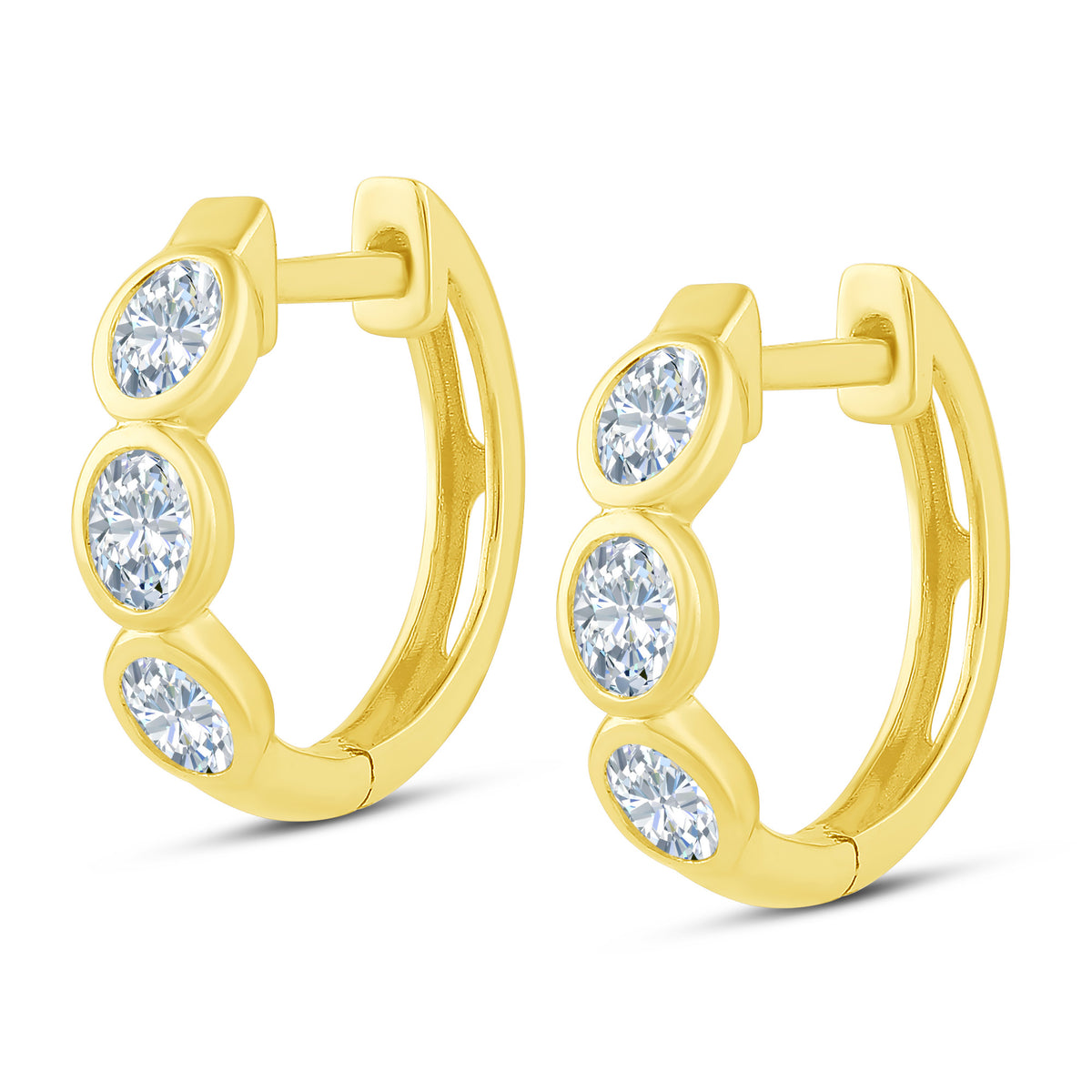 10K Yellow Gold Oval Lab-Grown Diamond Hoop Earrings – 0.54 CTW - product