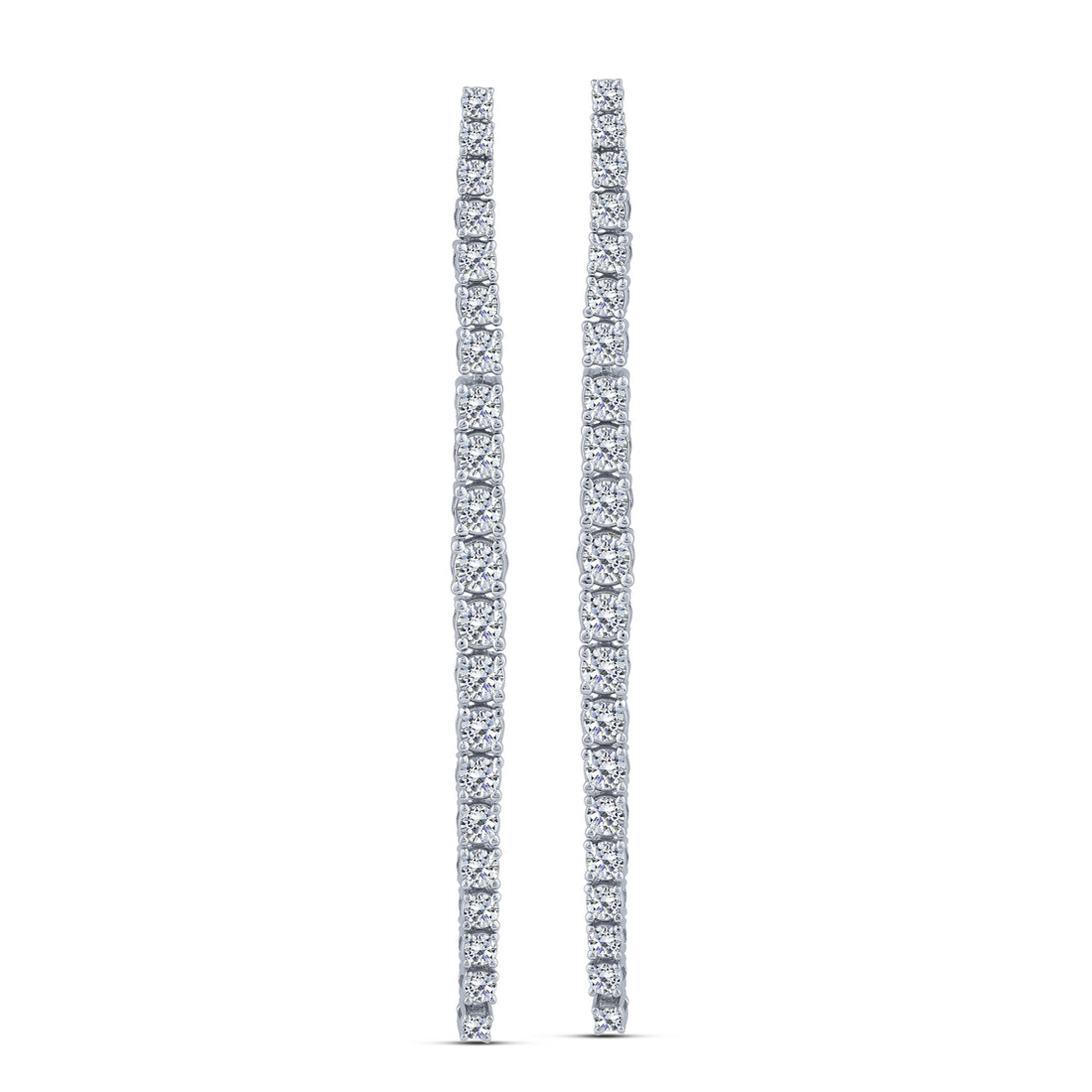 10K White Gold Round Lab-Grown Diamond Linear Drop Earrings – 1.5 CTW - product