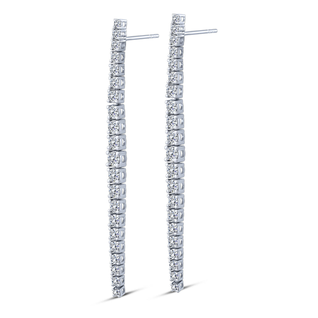 10K White Gold Round Lab-Grown Diamond Linear Drop Earrings – 1.5 CTW - product