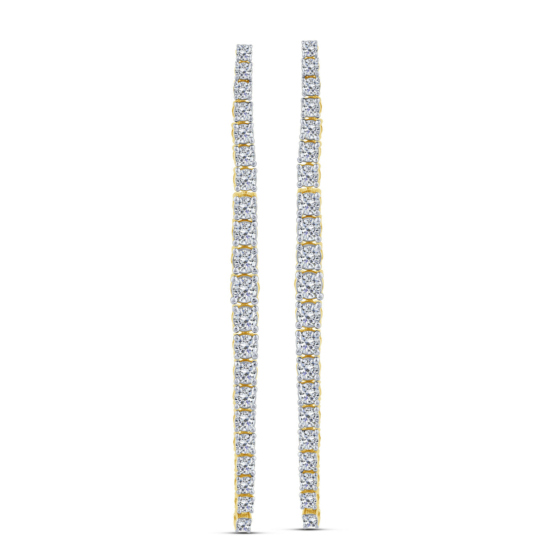 10K Yellow Gold Round Lab-Grown Diamond Linear Drop Earrings – 1.5 CTW - product