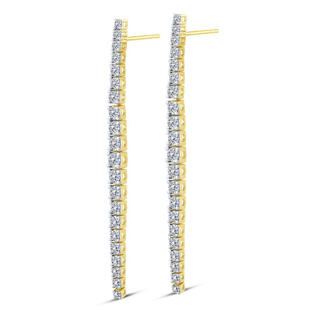 10K Yellow Gold Round Lab-Grown Diamond Linear Drop Earrings – 1.5 CTW - product