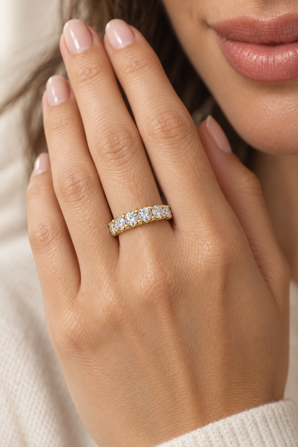 14K Yellow Gold Round Lab-Grown Diamond Wedding Band – 2 CTW - lifestyle