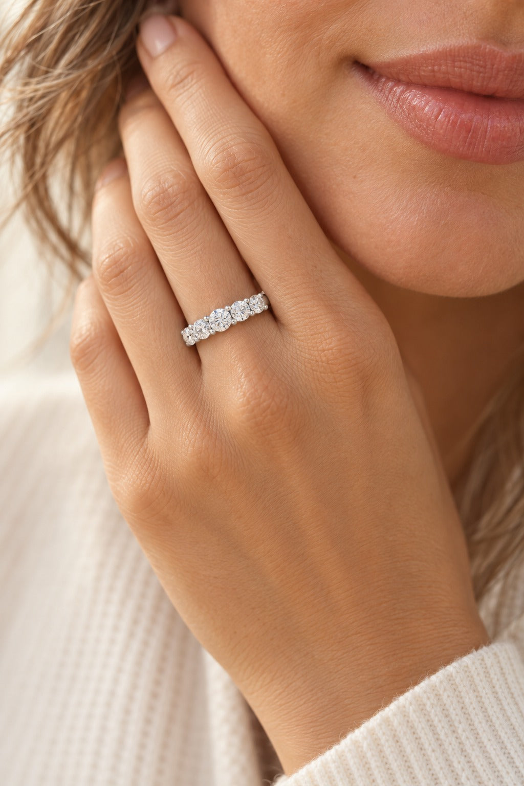 14K White Gold Round Lab-Grown Diamond Wedding Band – 1 CTW - lifestyle