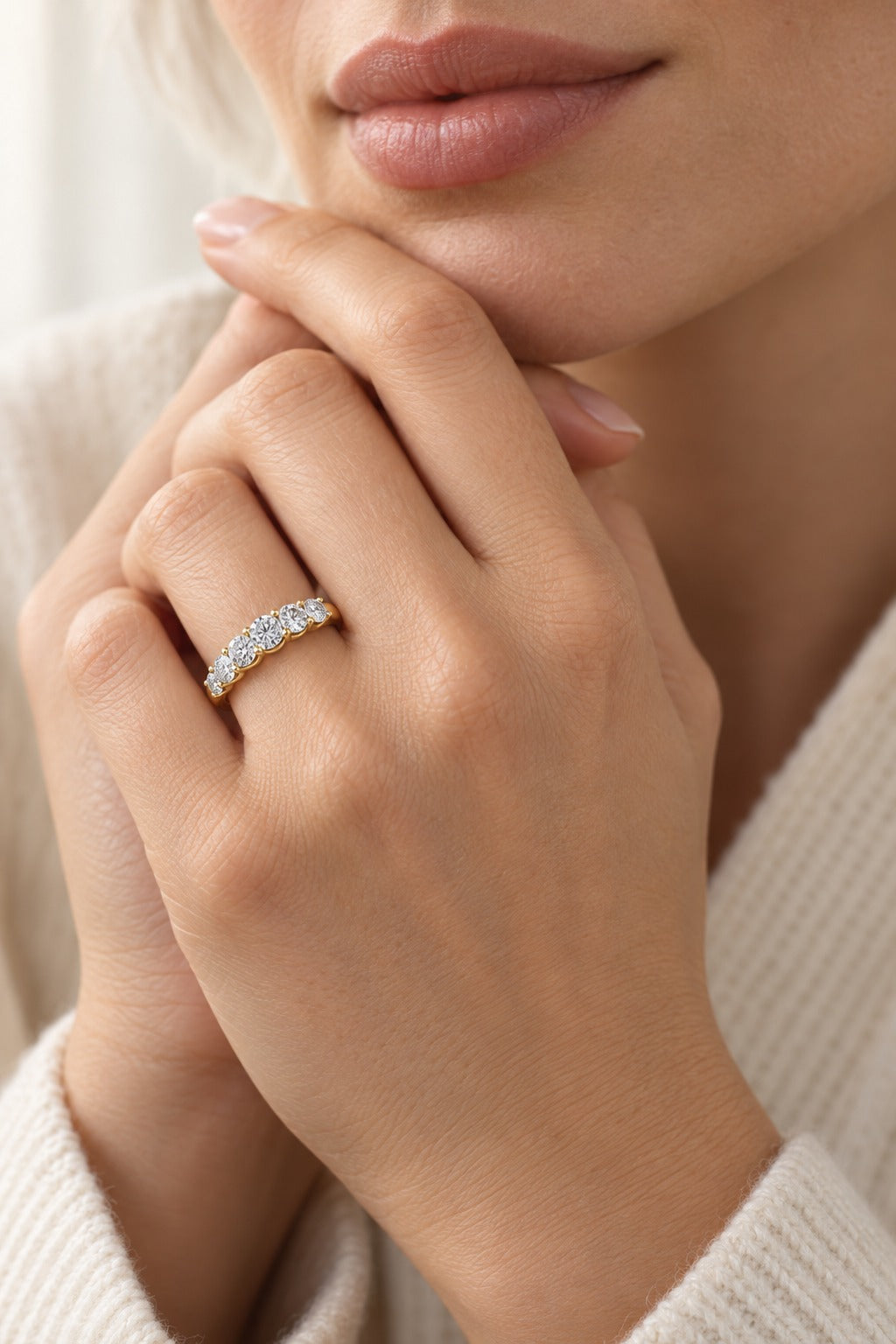 14K Yellow Gold Round Lab-Grown Diamond Wedding Band – 1 CTW - lifestyle