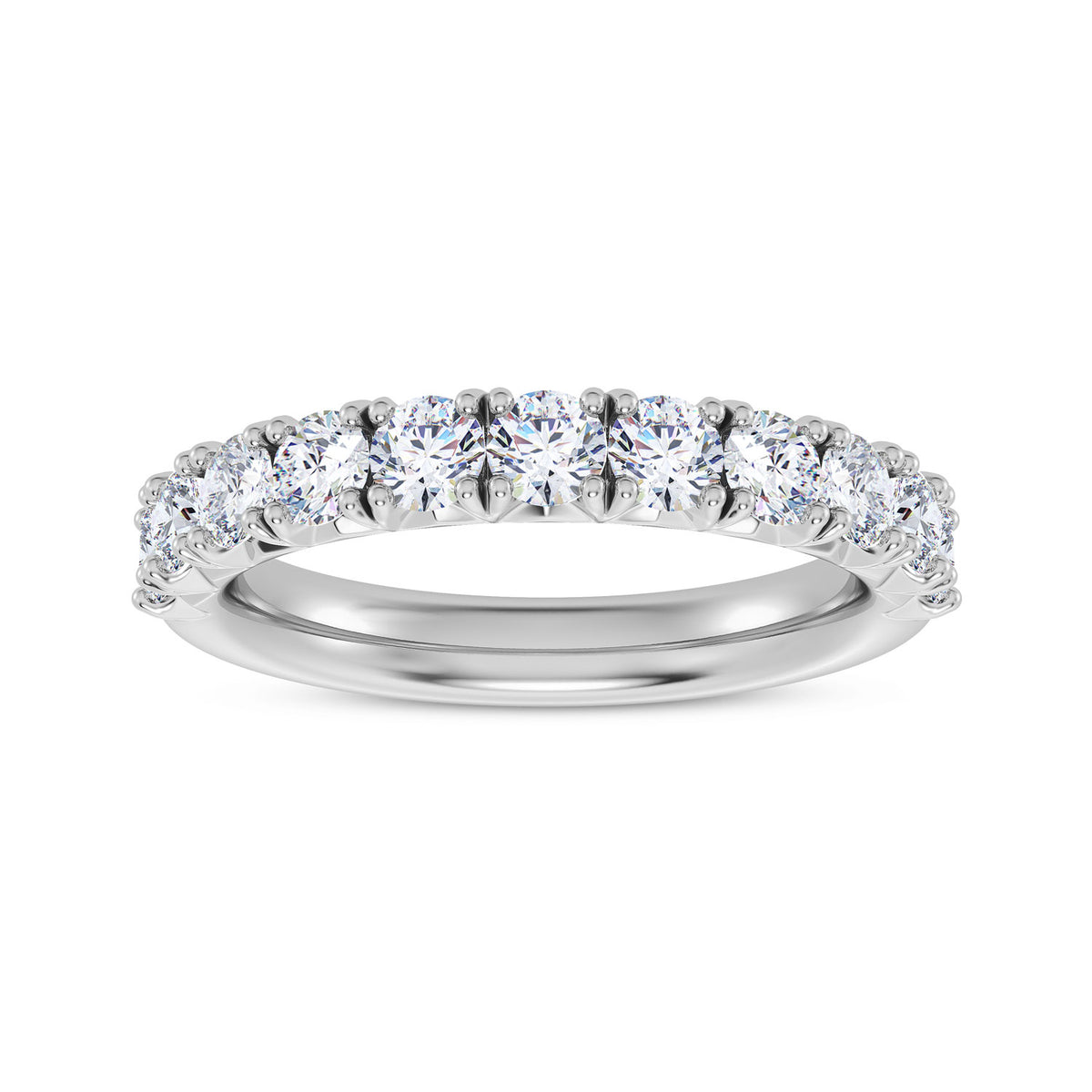 14K White Gold Round Lab-Grown Diamond Wedding Band – 0.88 CTW - product