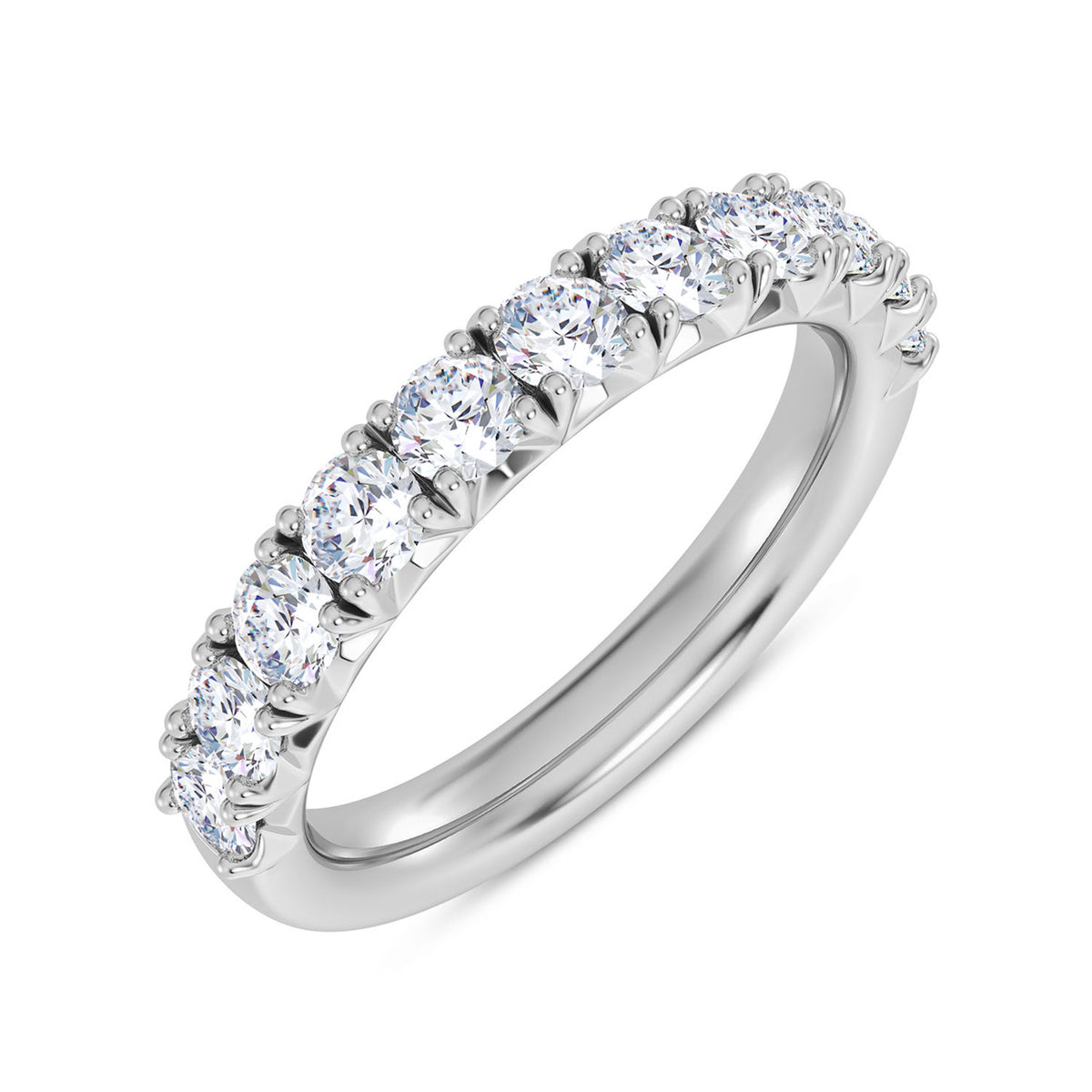 14K White Gold Round Lab-Grown Diamond Wedding Band – 0.88 CTW - product