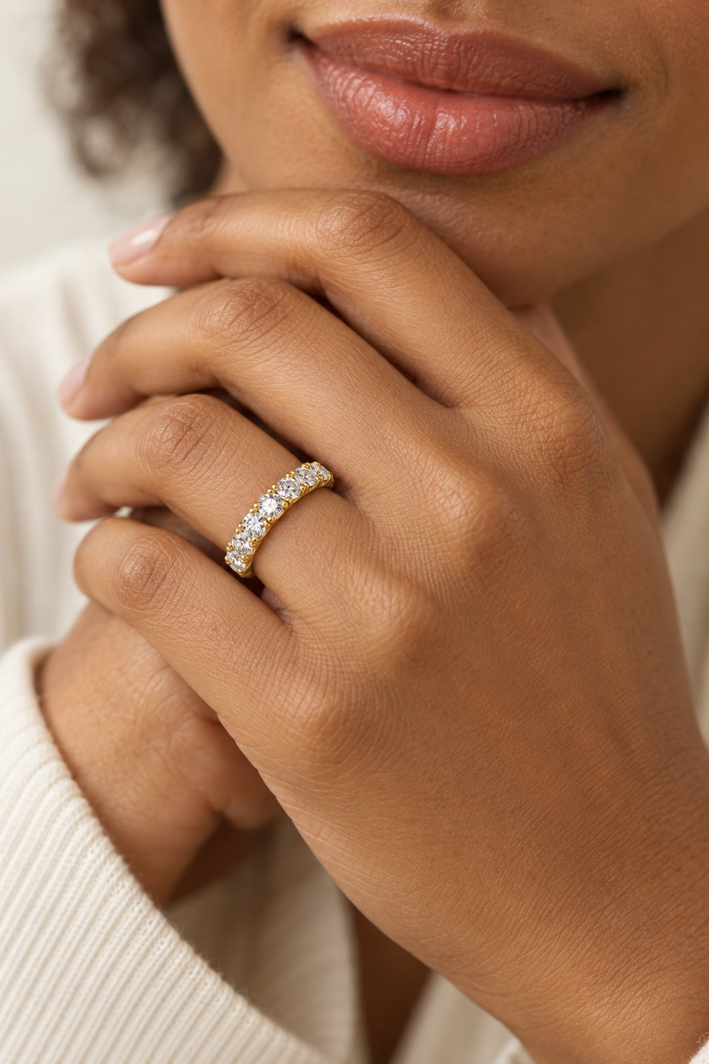 14K Yellow Gold Round Lab-Grown Diamond Wedding Band – 0.88 CTW - lifestyle