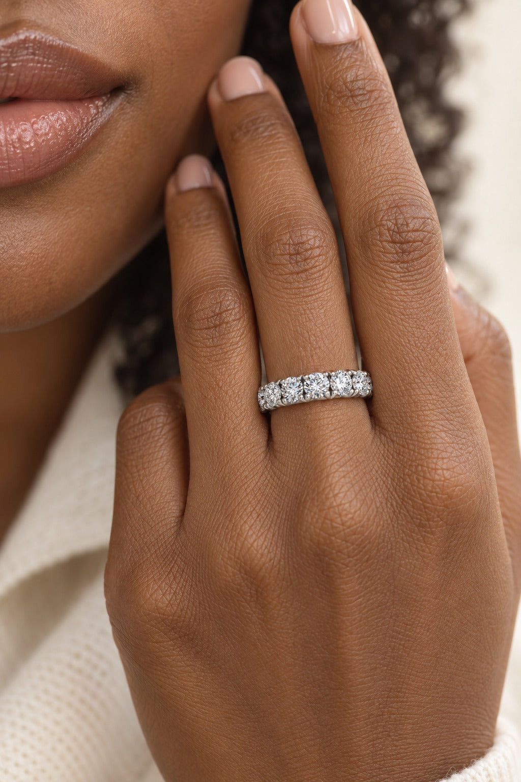 14K White Gold Round Lab-Grown Diamond Wedding Band – 1.5 CTW - lifestyle