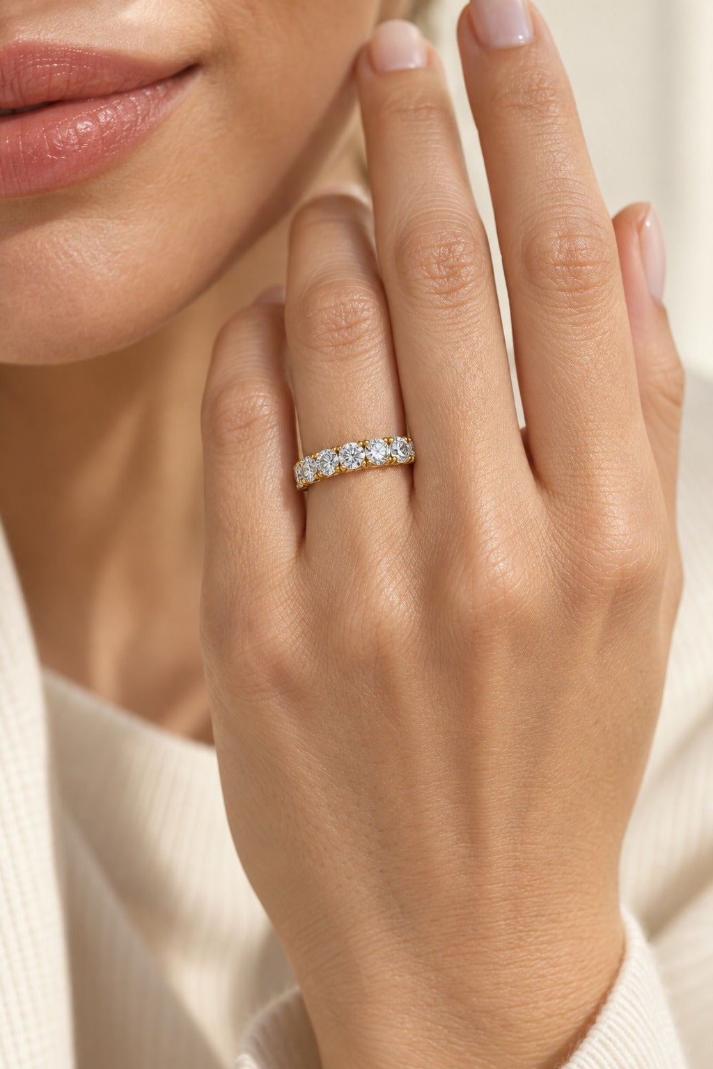 14K Yellow Gold Round Lab-Grown Diamond Wedding Band – 1.5 CTW - lifestyle