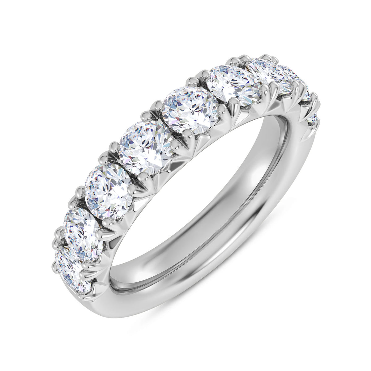 14K White Gold Round Lab-Grown Diamond Wedding Band – 2 CTW - product