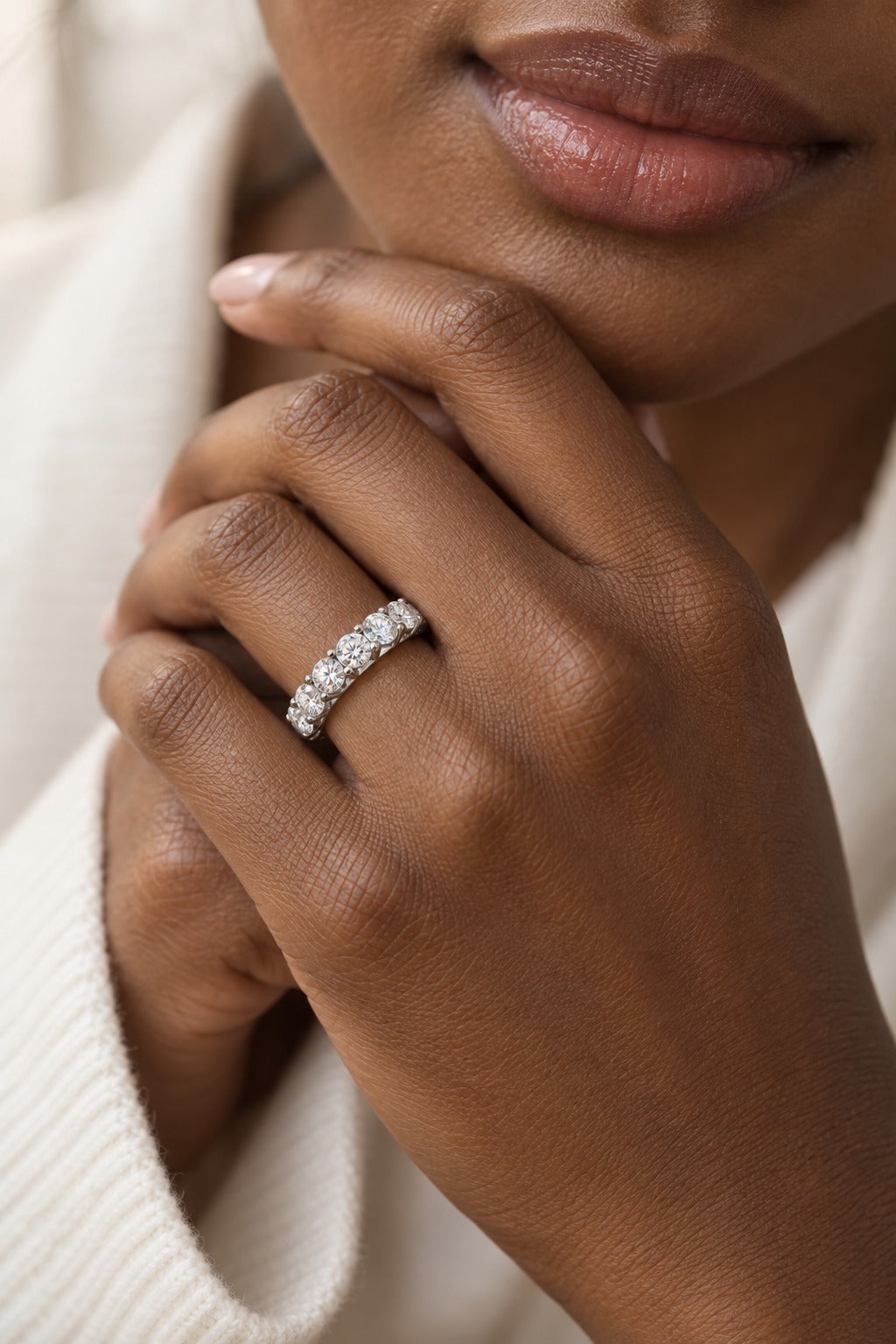 14K White Gold Round Lab-Grown Diamond Wedding Band – 2 CTW - lifestyle