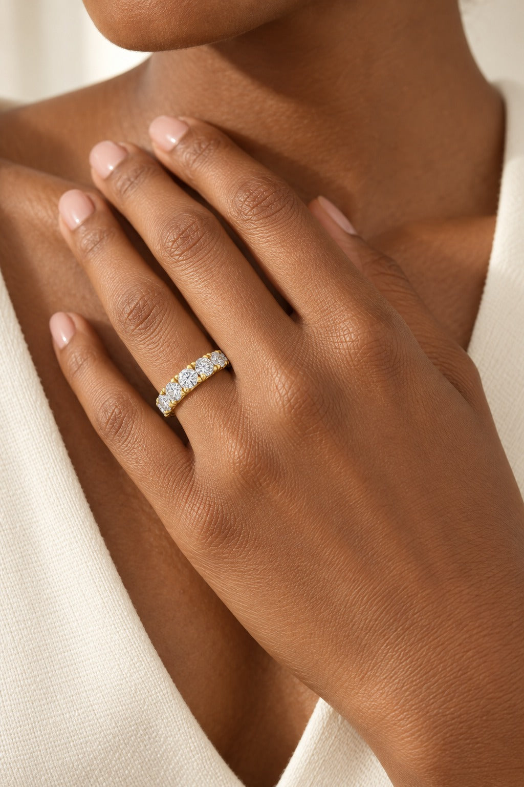 14K Yellow Gold Round Lab-Grown Diamond Wedding Band – 2 CTW - lifestyle