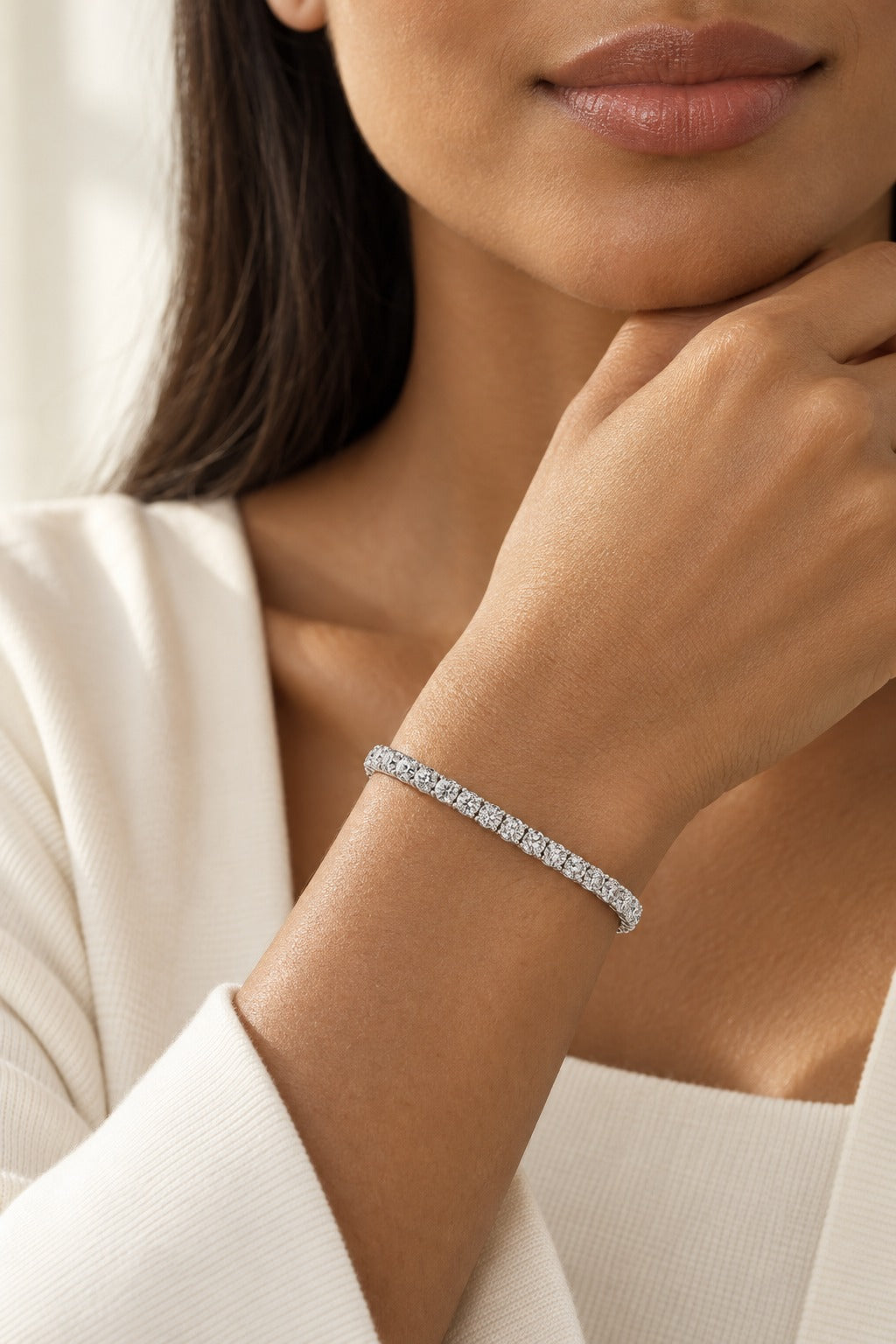 10K White Gold Lab-Grown Diamond Tennis Bracelet – 2 CTW - lifestyle