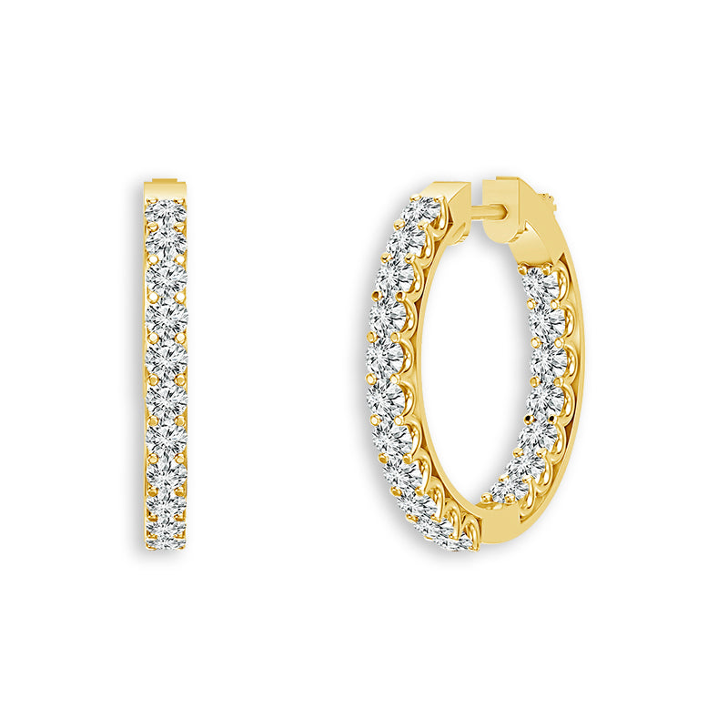14K Yellow Gold Round Lab-Grown Diamond Hoop Earrings – 3 CTW - product