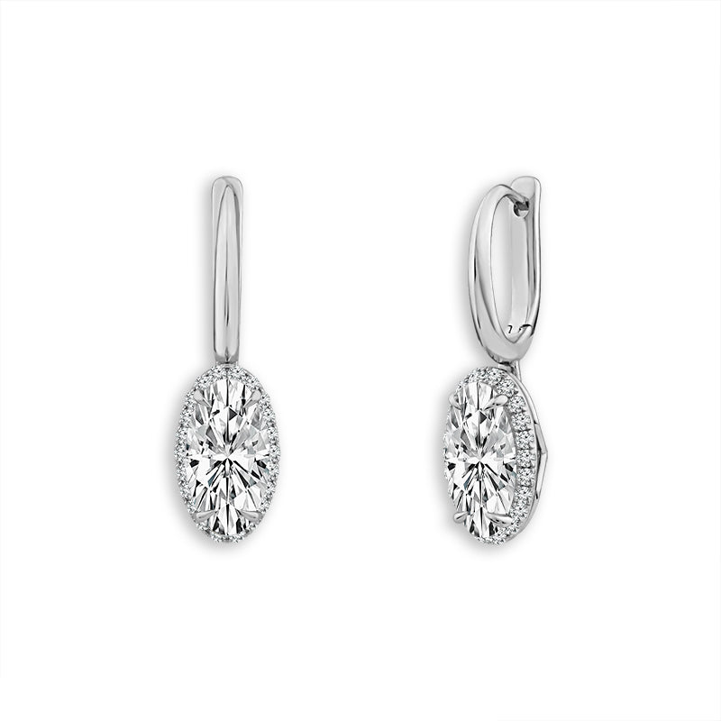 14K White Gold Oval Lab-Grown Diamond Hoop Earrings – 2.25 CTW - product