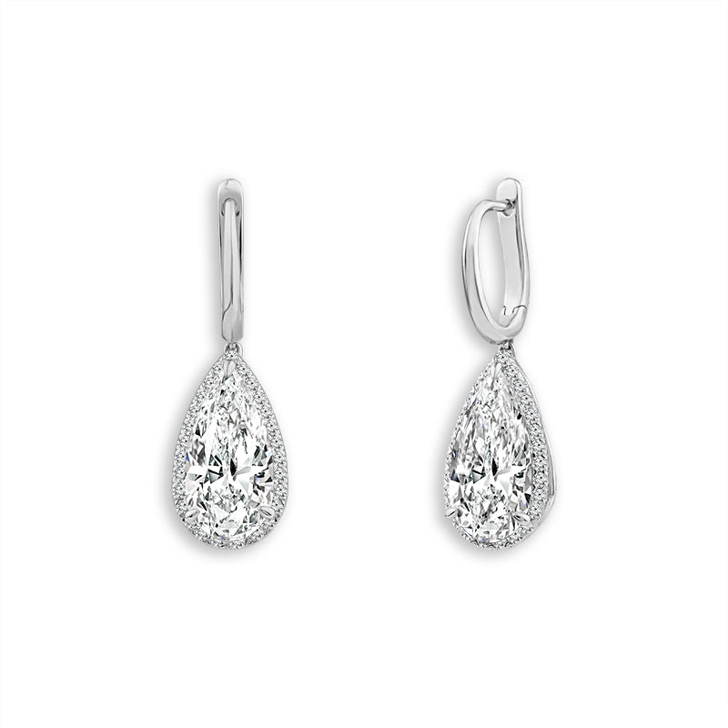 14K White Gold Pear-Shaped Lab-Grown Diamond Dangle Hoop Earrings – 5.38 CTW - product