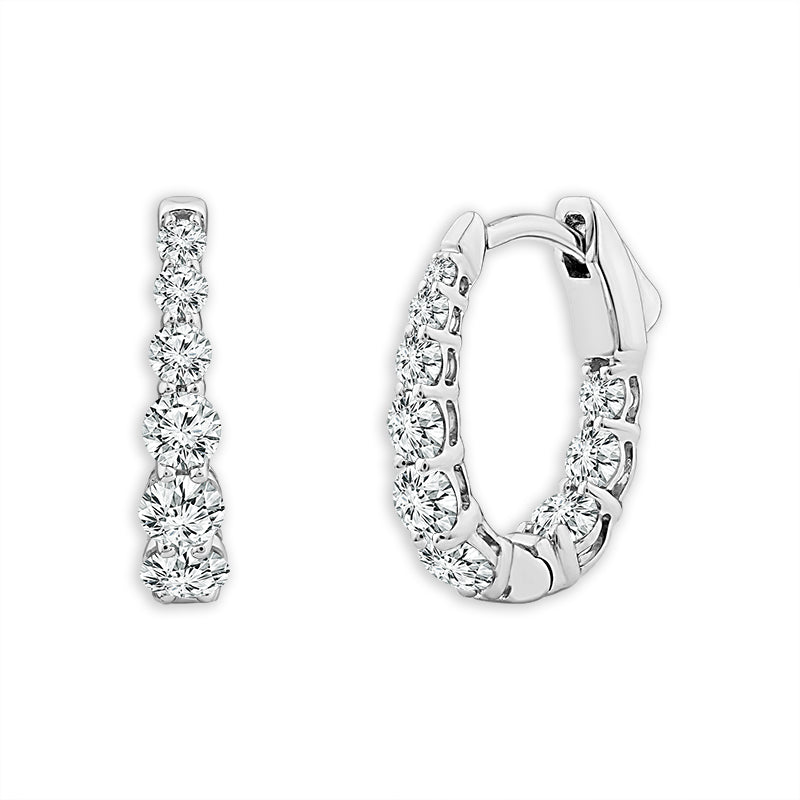 10K White Gold Round Lab-Grown Diamond Hoop Earrings – 1 CTW - product
